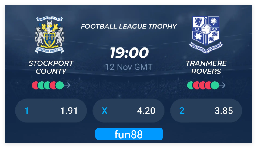 Fun88 Sportsbook Dự Đoán Kết Quả Trận Đấu Stockport County vs Tranmere Tại Giải Vô Địch Anh – Nhóm